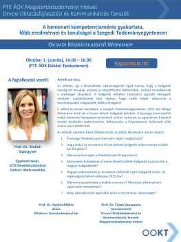 A bemeneti kompetenciamérés gyakorlata, főbb eredményei és tanulságai a Szegedi Tudományegyetemen